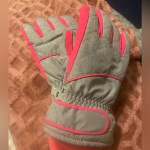 Gray and Hot Pink Quilted Gloves